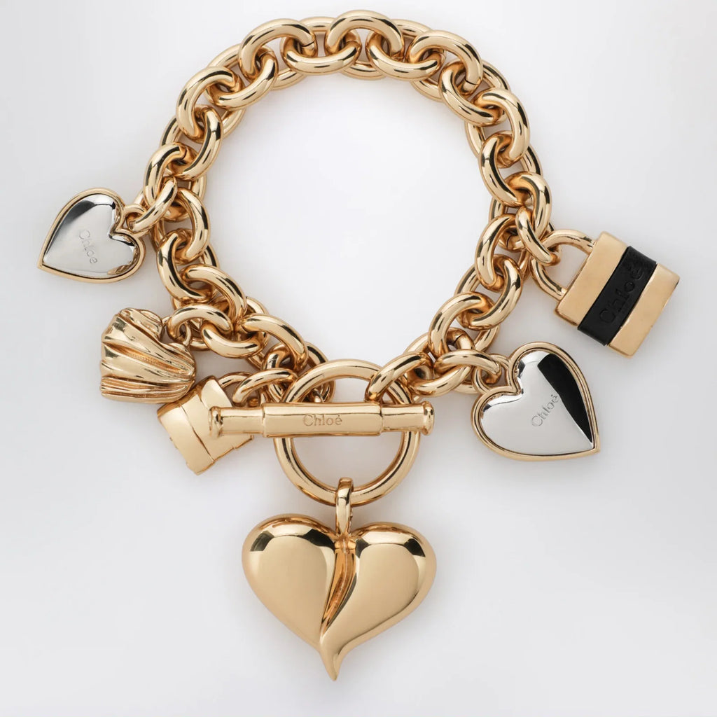 Chloé Paddington Chain Bracelet in Gold/Black Brass