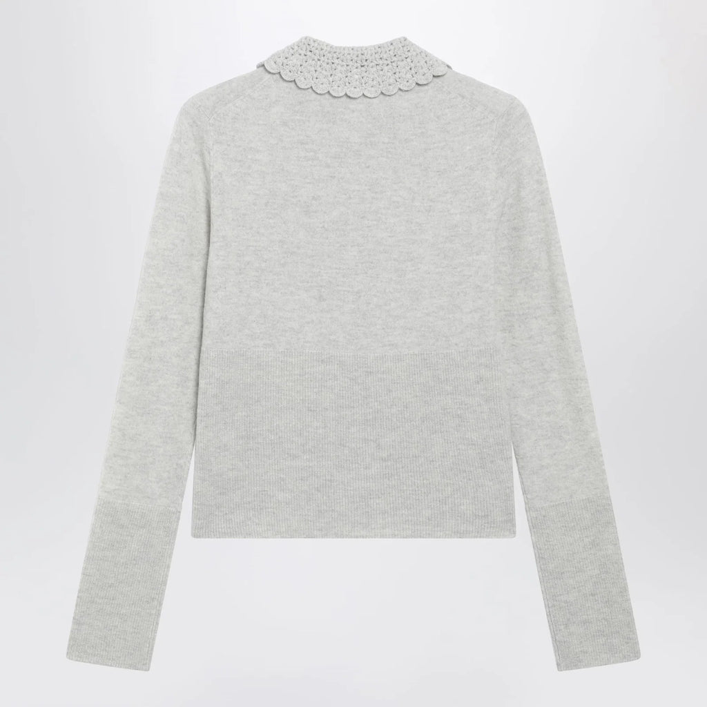 Chloé Slim-fit logo wool cardigan in Sweet Grey