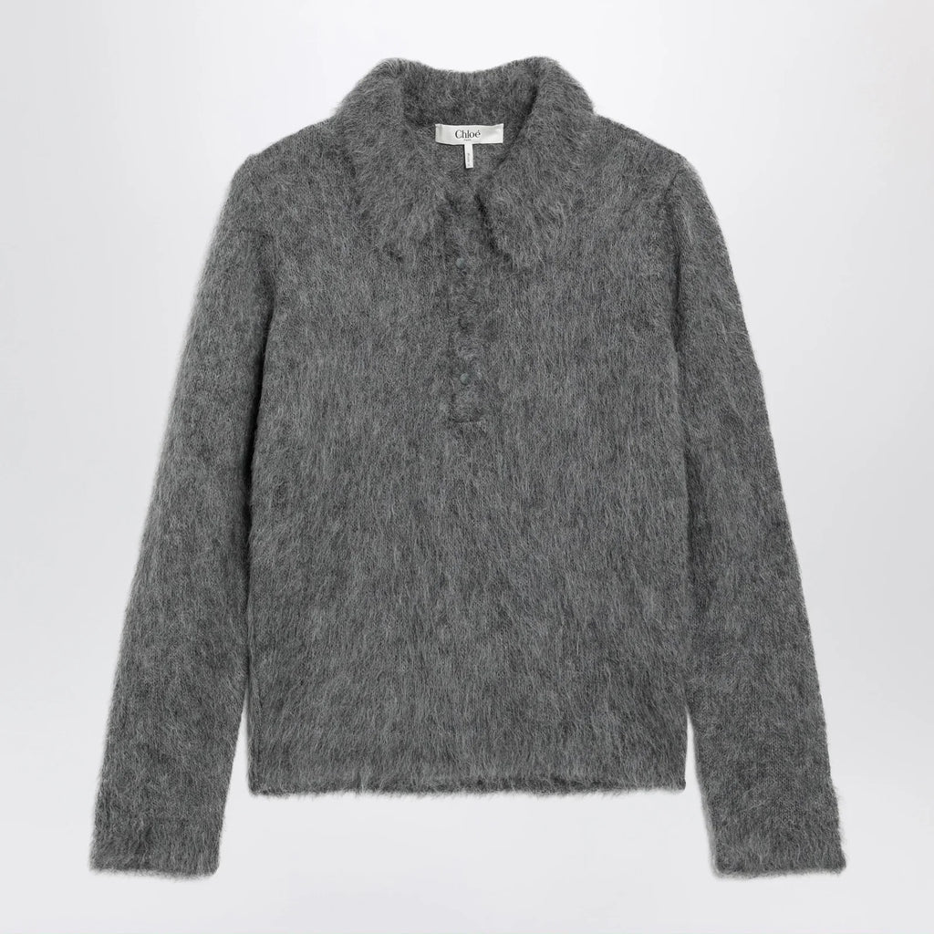 Chloé Smoke grey alpaca-blend cardigan