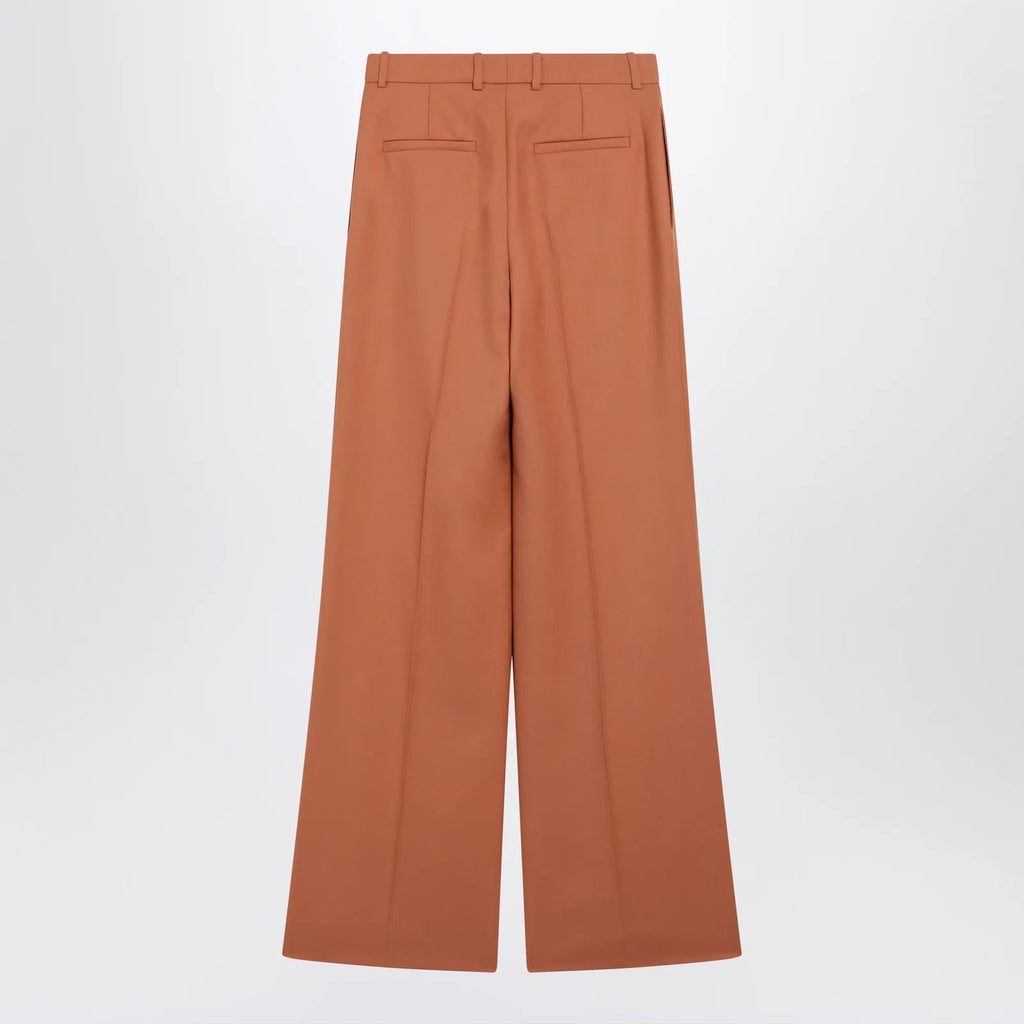 Chloé Burnt brown flared wool trousers