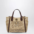 Chloé Iconic tote bag in raffia and leather, Hot Sand