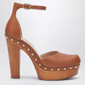Chloé Brown platform pumps with studs