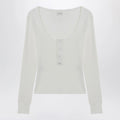 Chloé White Henley cotton jersey top