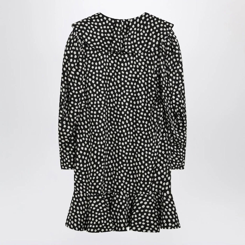 Chloé Black silk jacquard mini dress with polka dot print