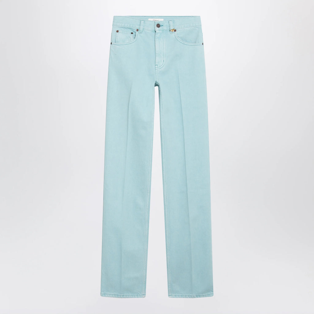 Chloé Straight jeans in turquoise organic cotton denim