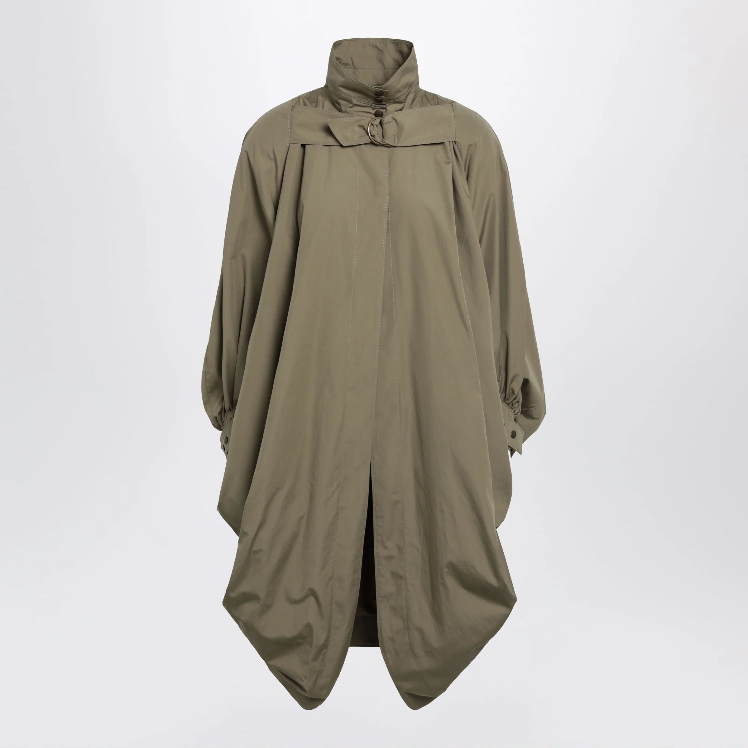 Chloé Oversized cape coat in olive green poplin