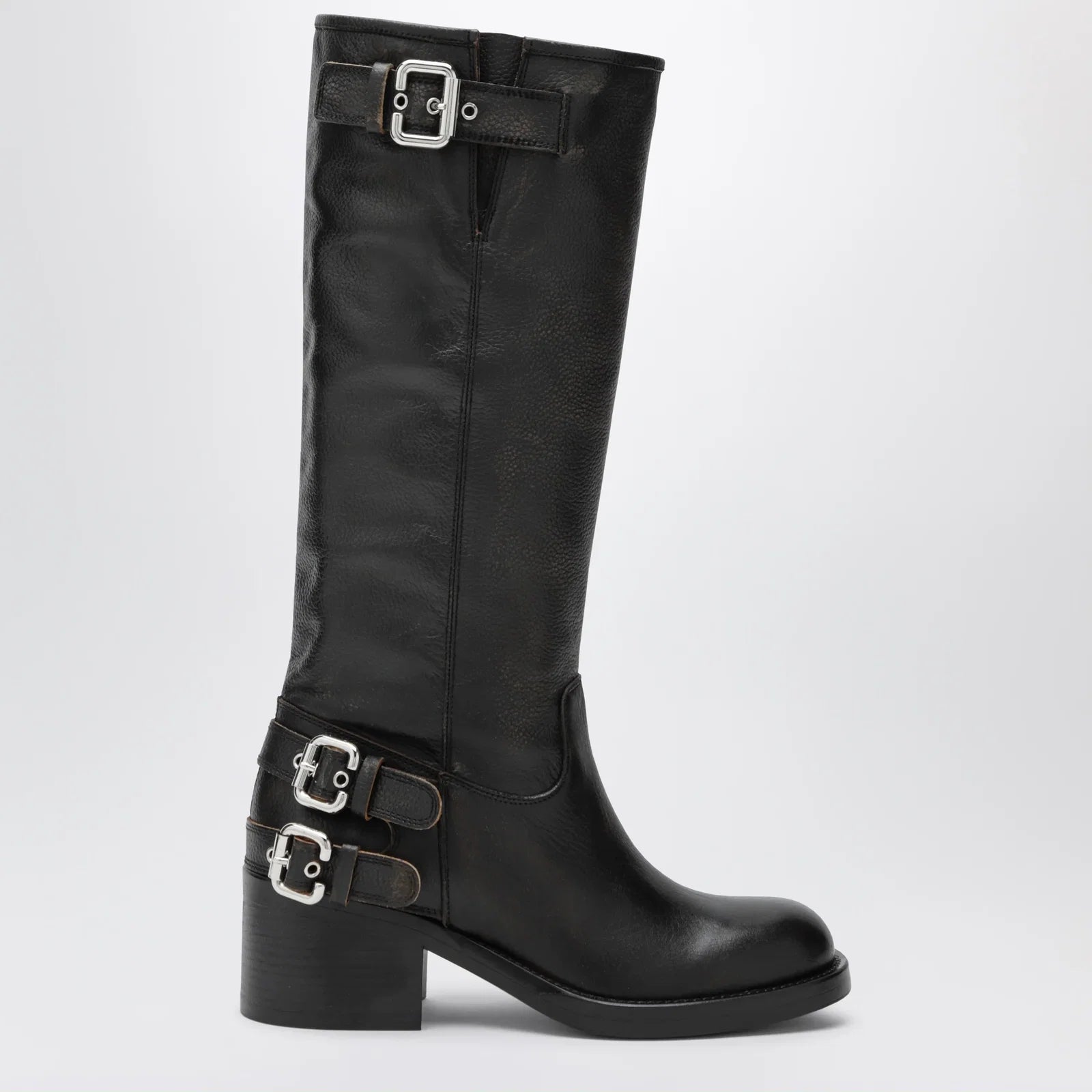 Chloé Dakota knee-high biker boots in black leather