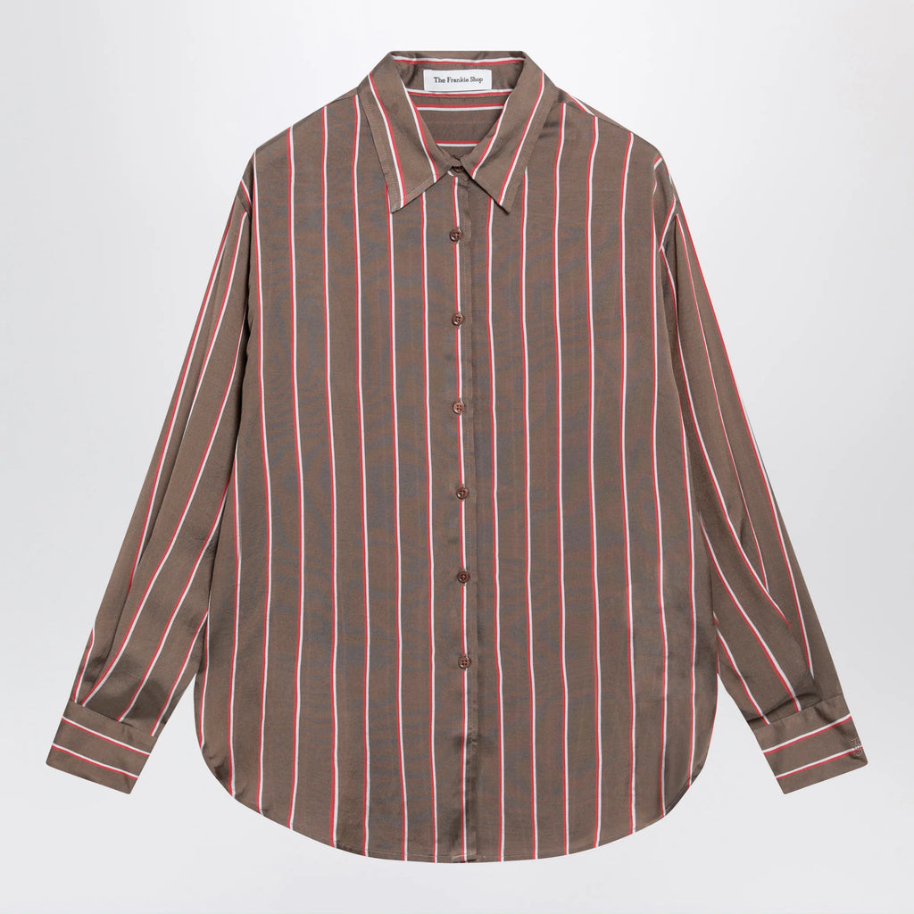 The Frankie Shop Brown striped viscose and silk shirt