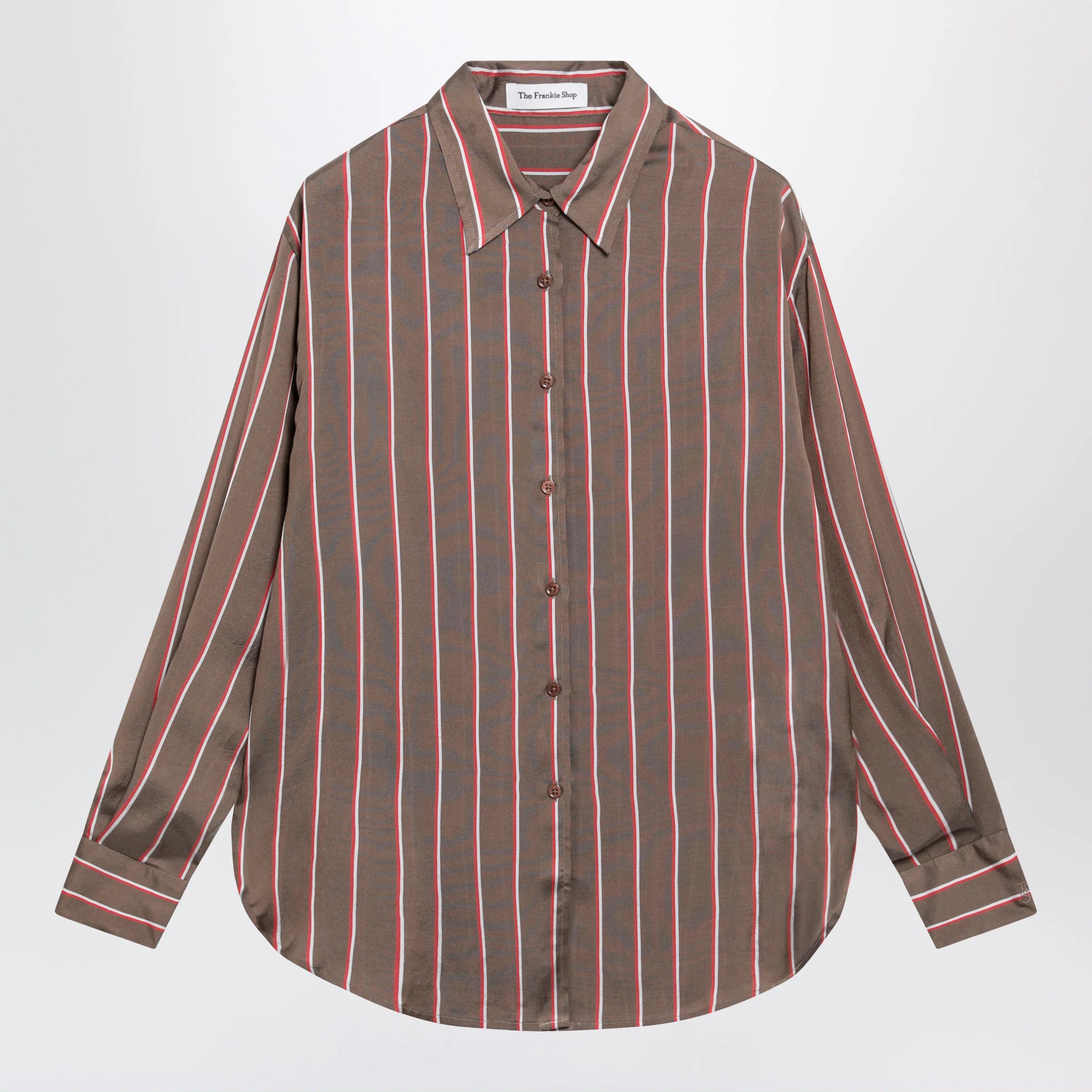 The Frankie Shop Brown striped viscose and silk shirt