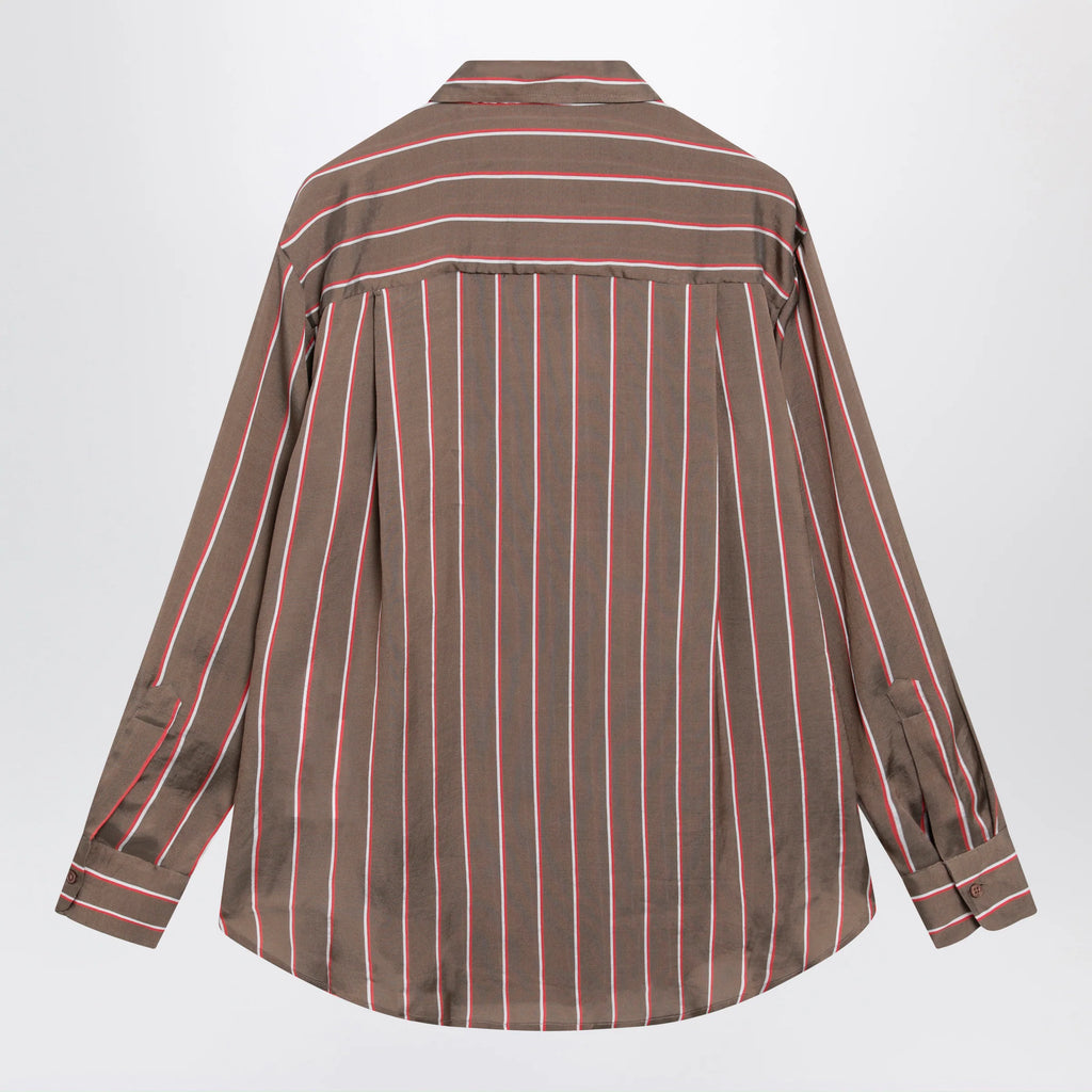 The Frankie Shop Brown striped viscose and silk shirt