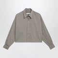 The Frankie Shop Arlen Boxy cropped checked shirt in beige wool blend
