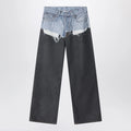 Acne Studios Trompe-l'oeil jeans in blue/pinstrike pattern