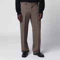 PT Torino Taupe Wool-Blend Trousers