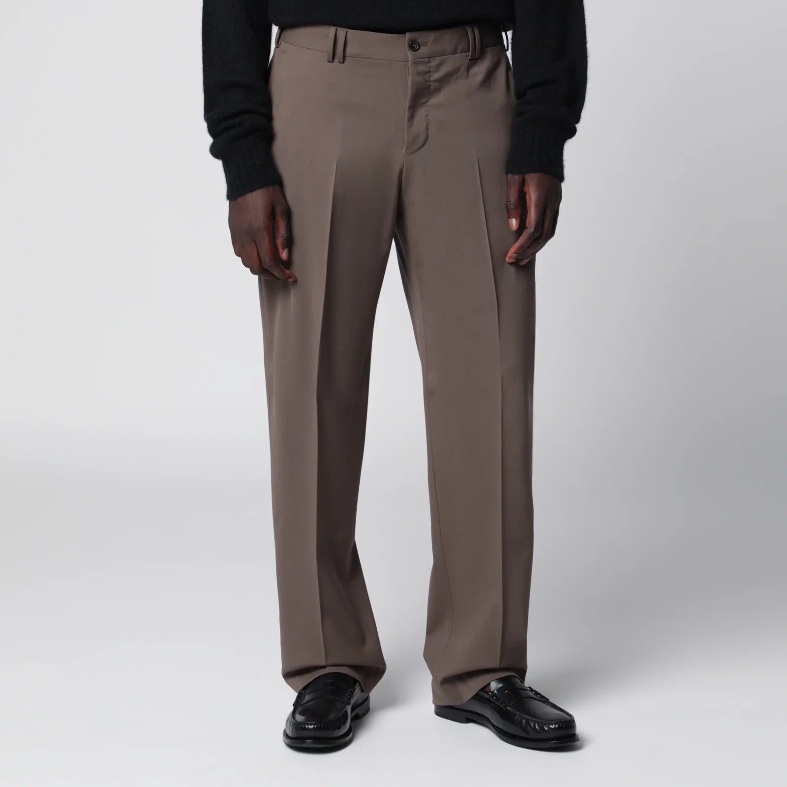PT Torino Taupe Wool-Blend Trousers