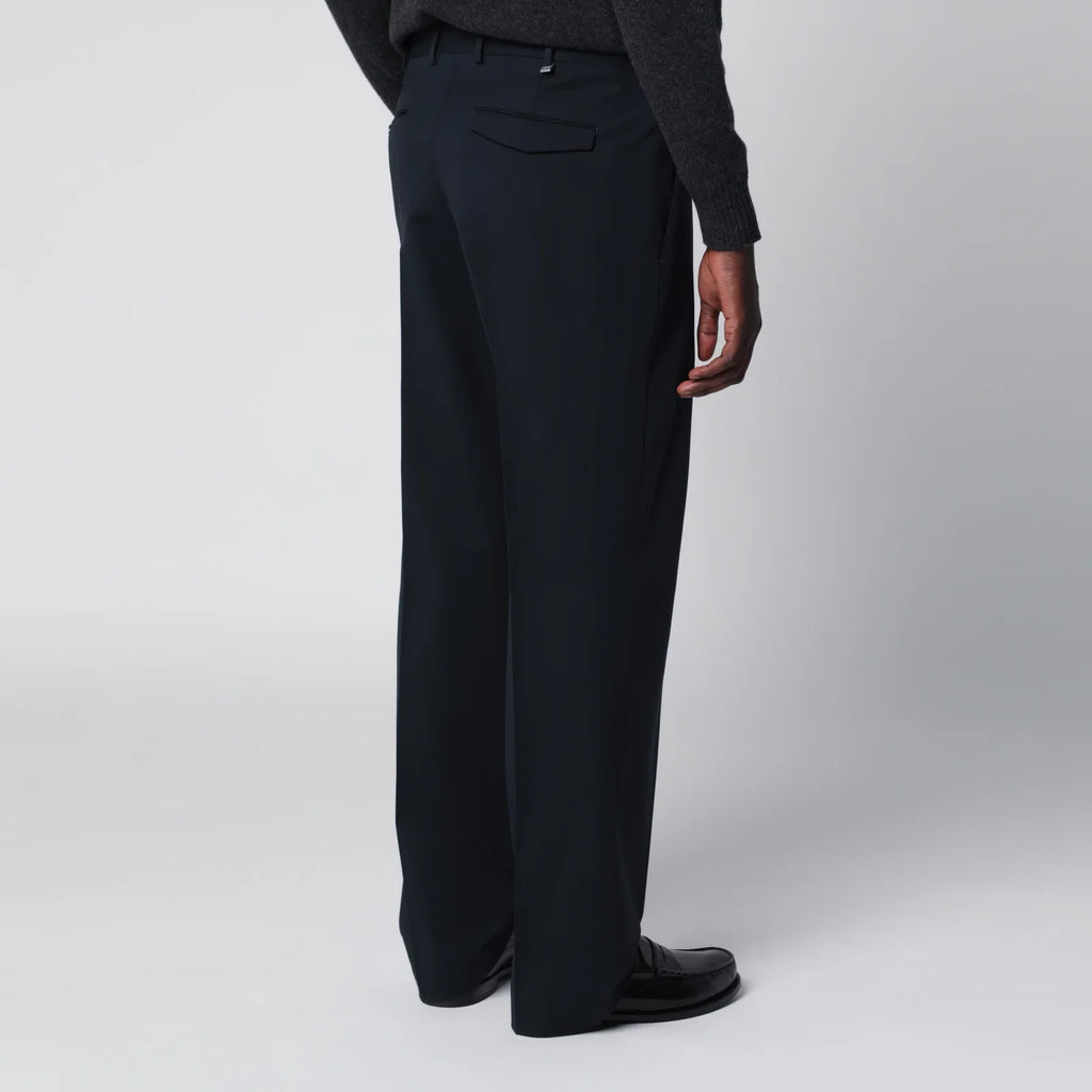 PT Torino Blue Wool-Blend Trousers