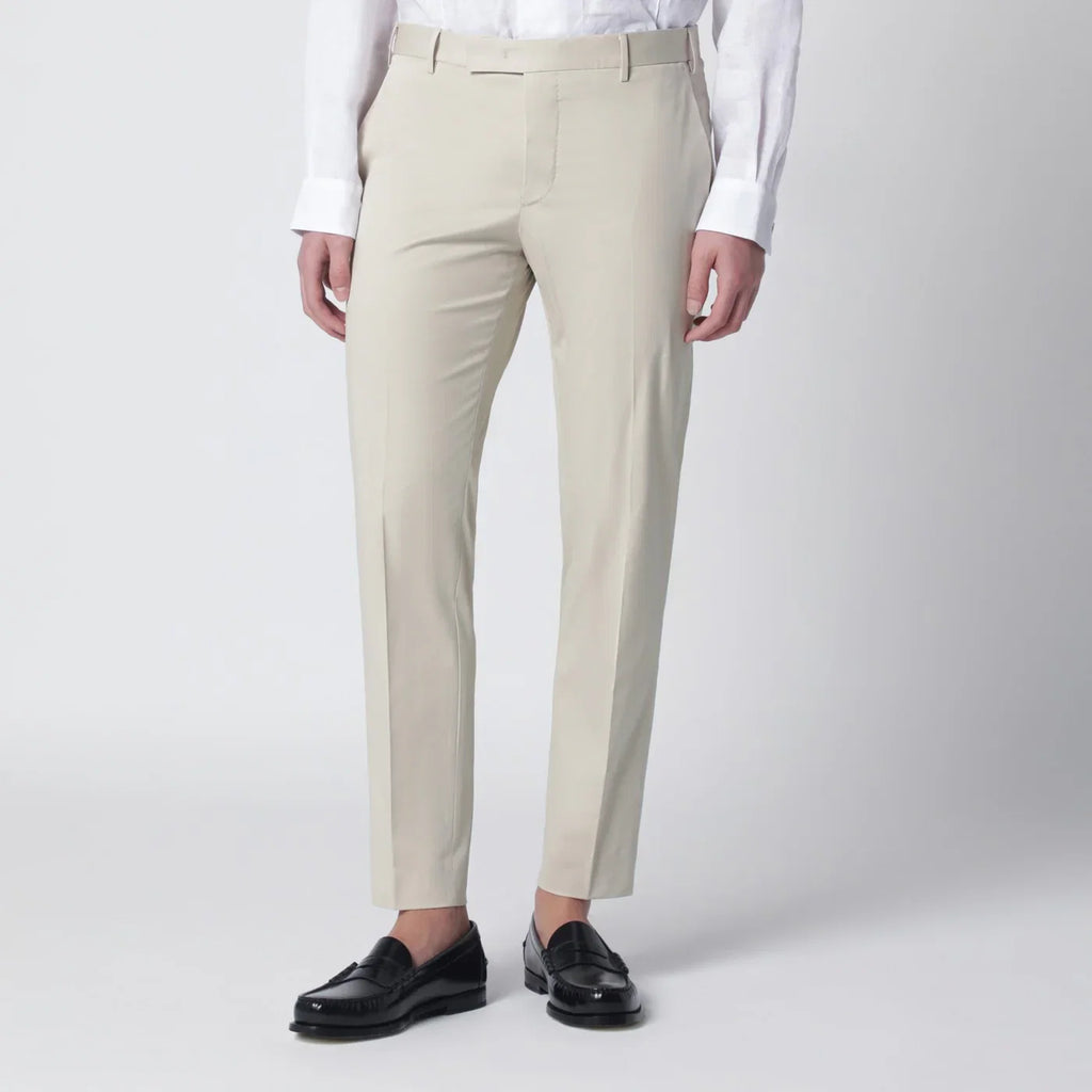PT Torino Beige slim-fit cotton-blend trousers