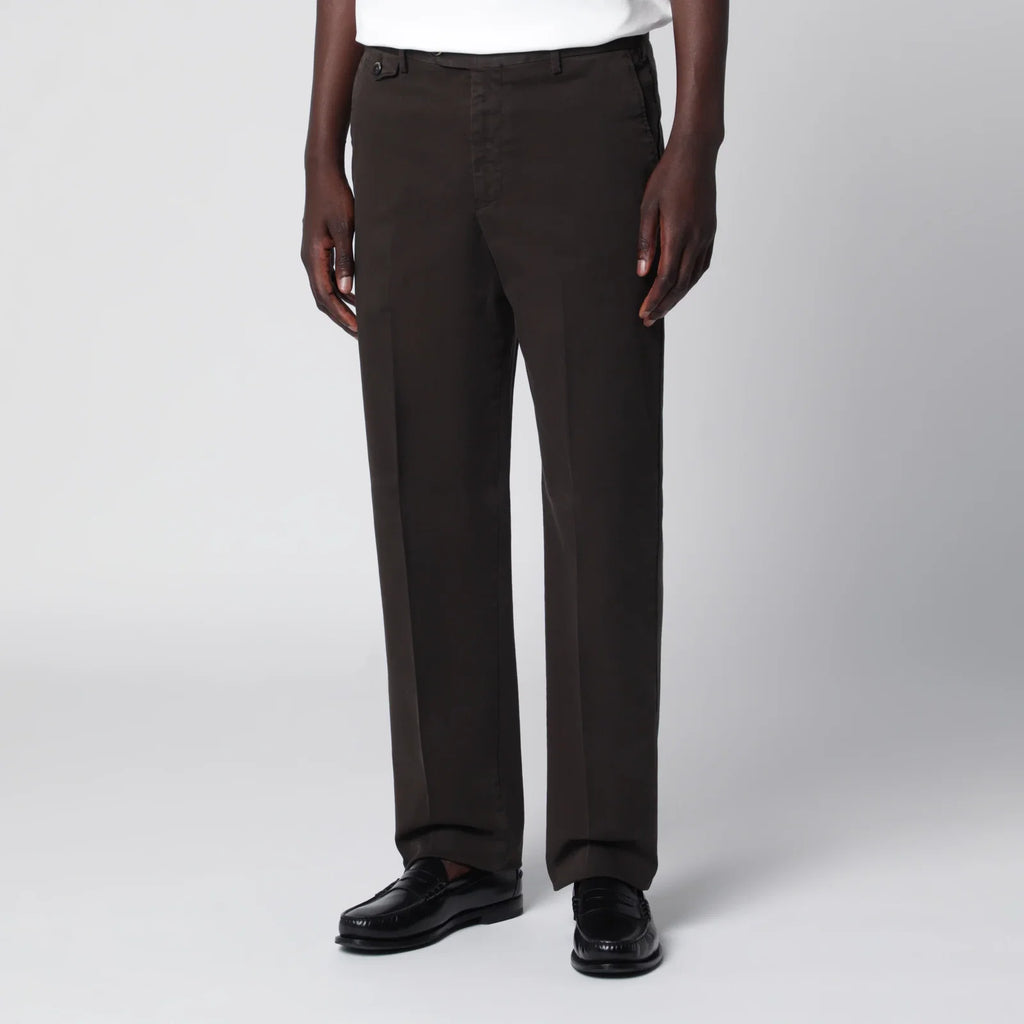 PT Torino Dark Brown Cotton Trousers