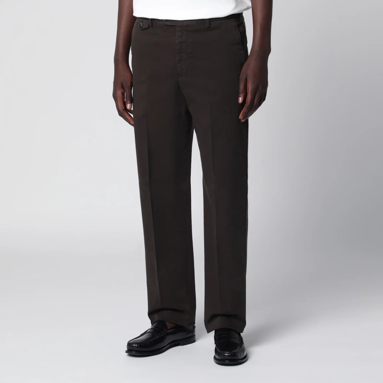 PT Torino Dark Brown Cotton Trousers