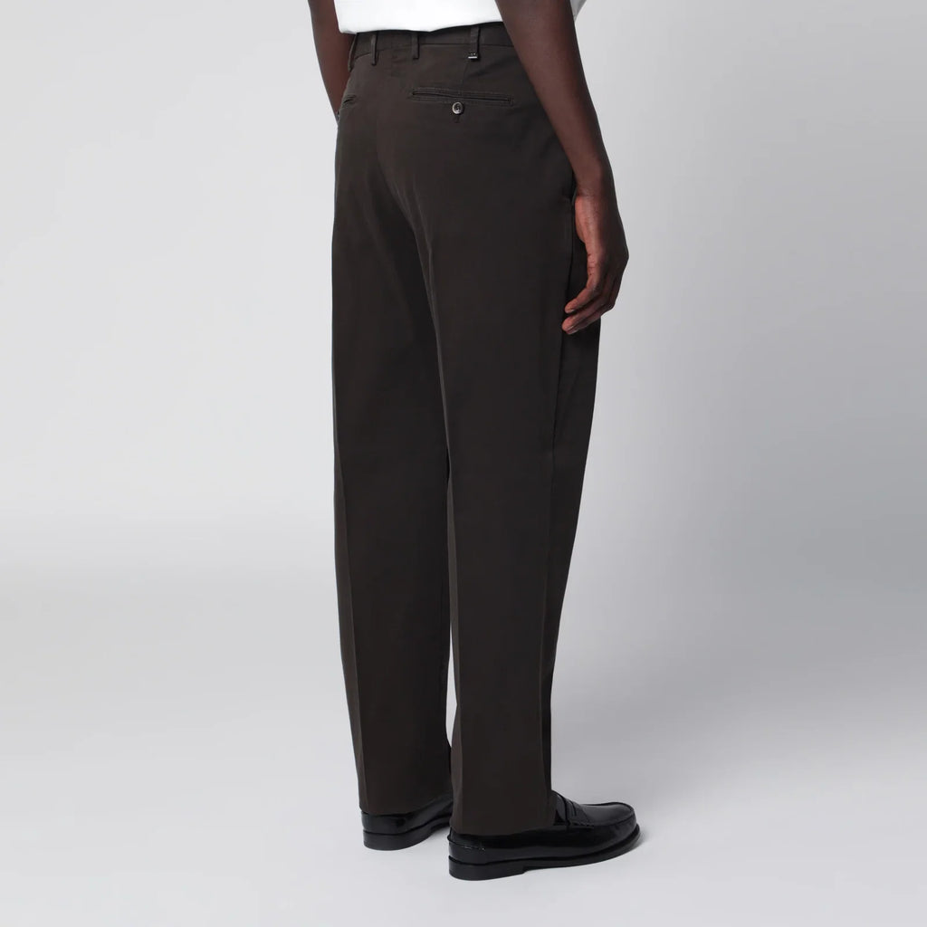 PT Torino Dark Brown Cotton Trousers