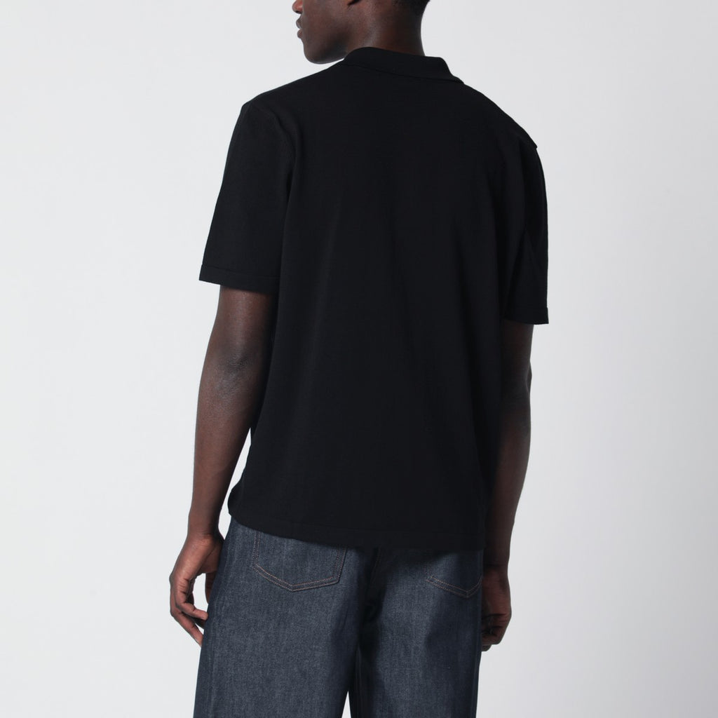 A.P.C. Black cotton knit polo shirt
