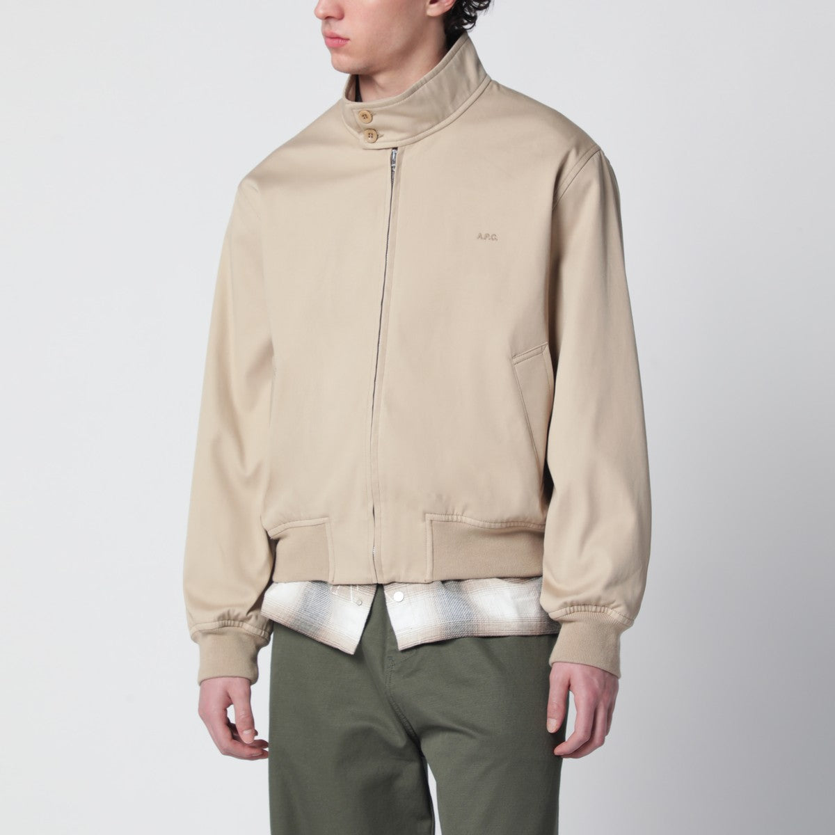 A.P.C. Beige cotton zip-up jacket