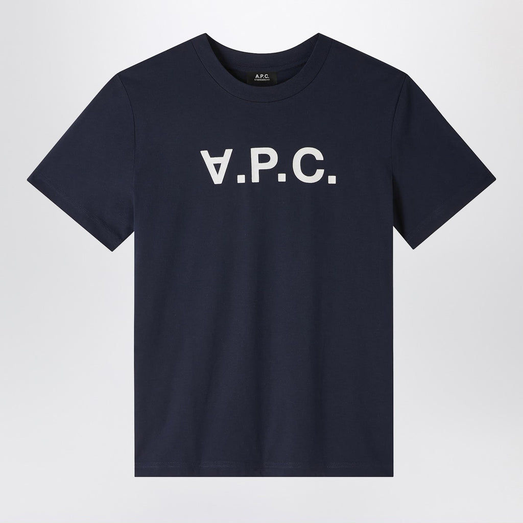 A.P.C. Blue crew-neck T-shirt with logo