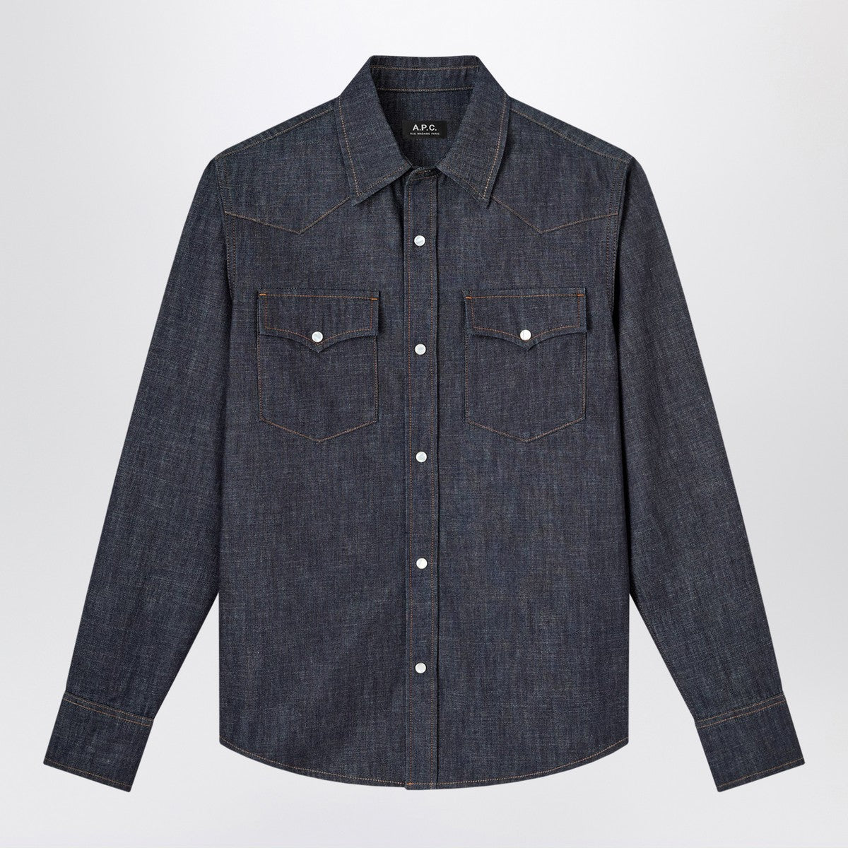 A.P.C. Indigo blue denim Western shirt
