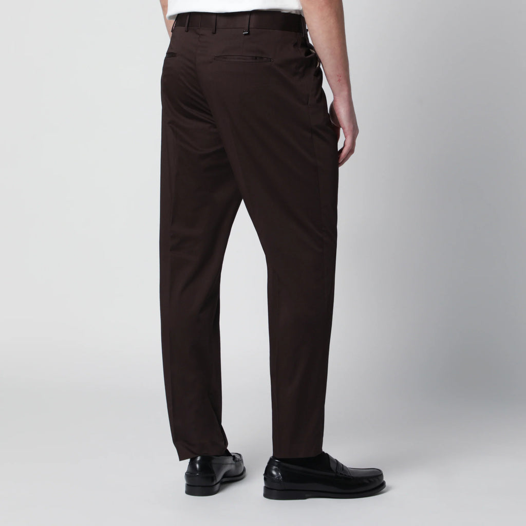 PT Torino Brown cotton-blend trousers