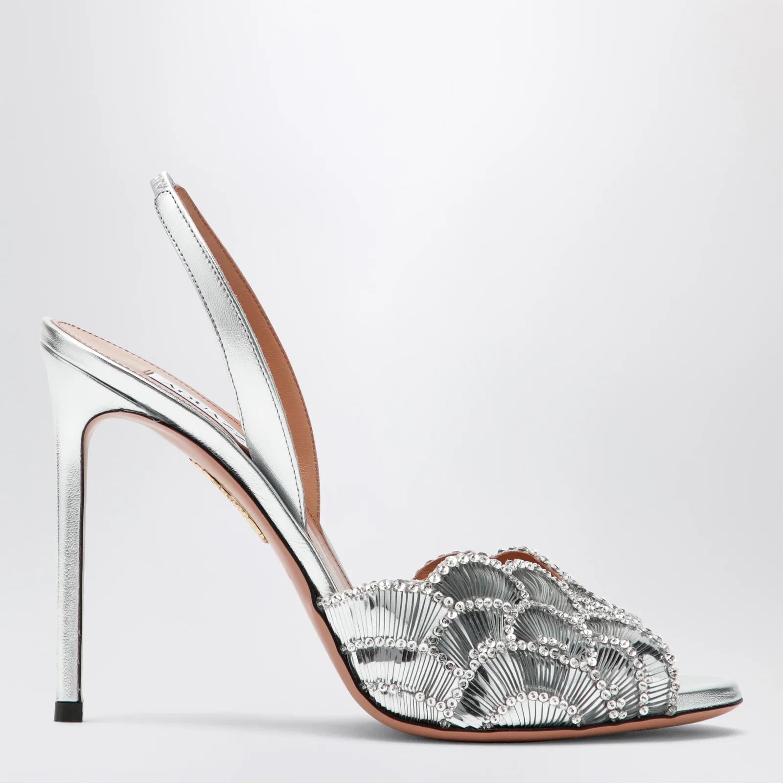 Aquazzura Ce Soir silver sandals in nappa leather