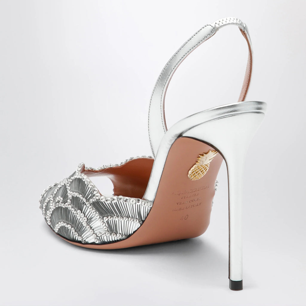 Aquazzura Ce Soir silver sandals in nappa leather