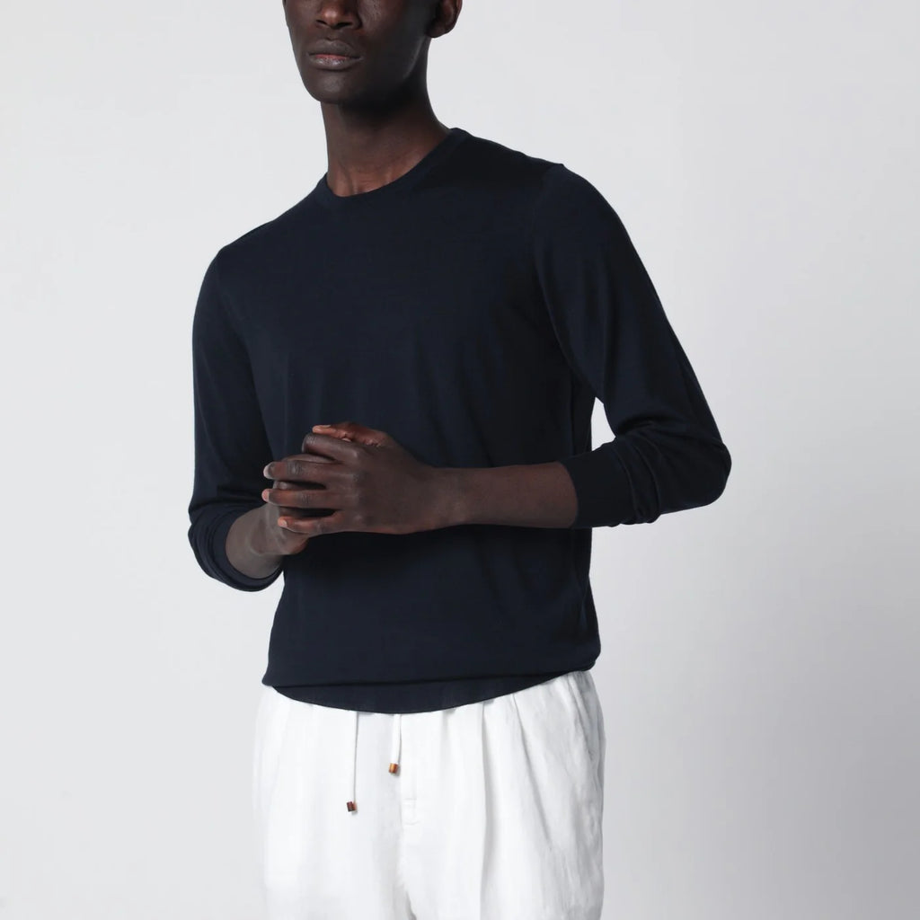 Drumohr Navy blue wool crew-neck sweater