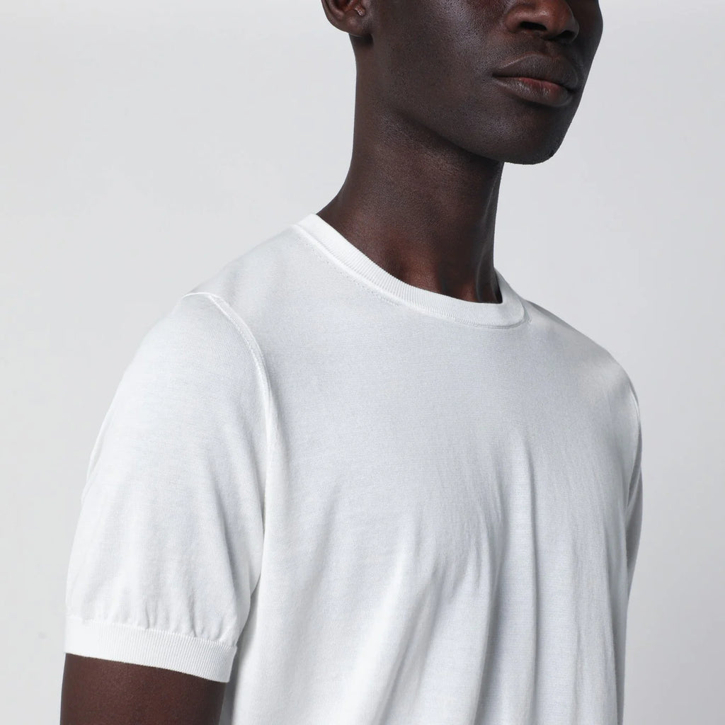 Drumohr Crew neck t-shirt in milky white cotton