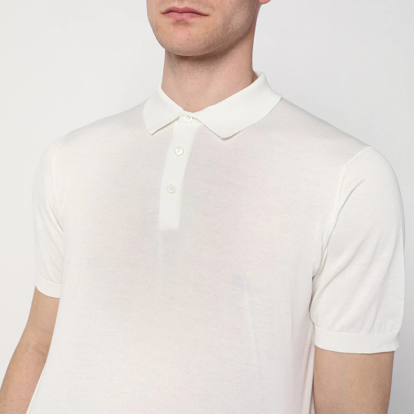 Drumohr Milky white polo shirt in cotton