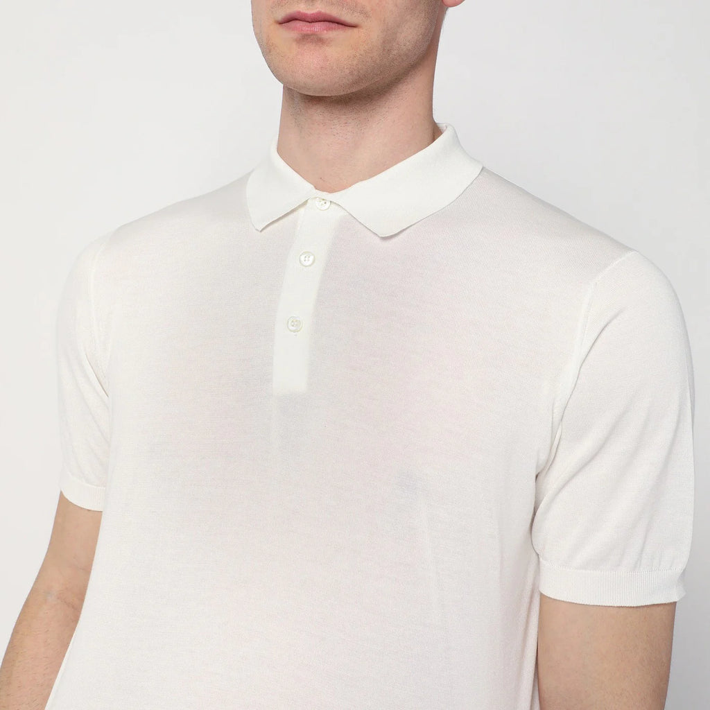 Drumohr Milky white polo shirt in cotton