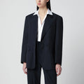 P.A.R.O.S.H. Blue linen-blend single-breasted jacket