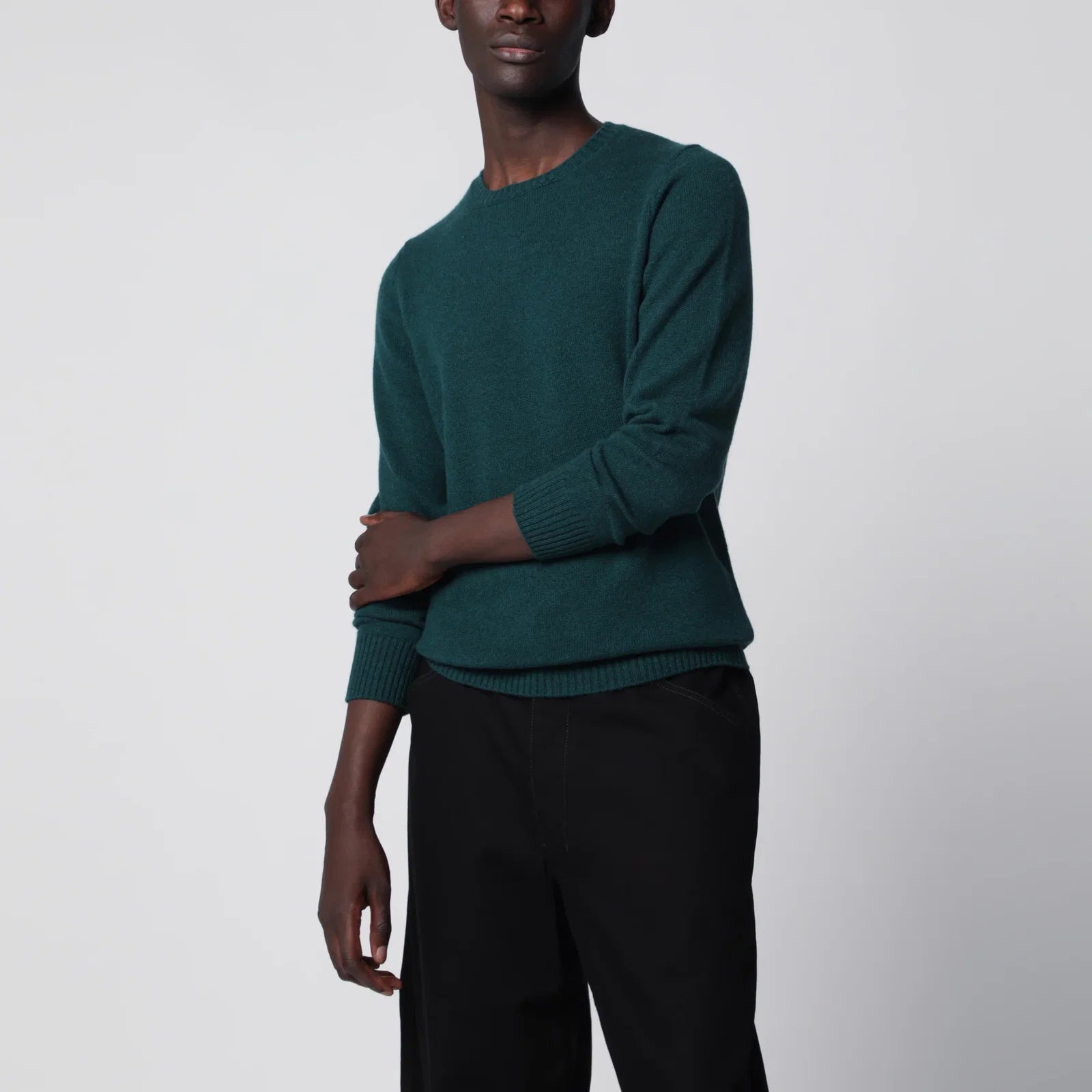Drumohr Dark green cashmere crew-neck sweater