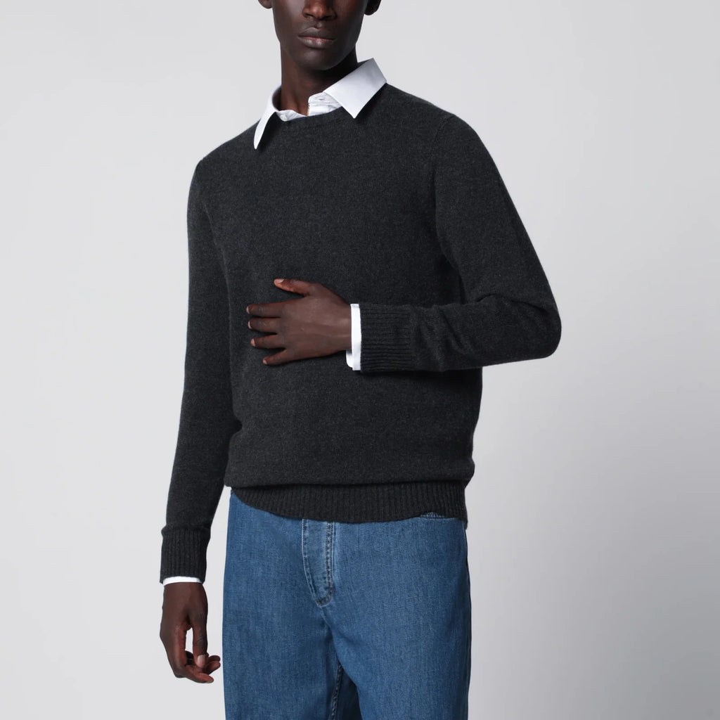 Drumohr Dark grey cashmere crew-neck sweater