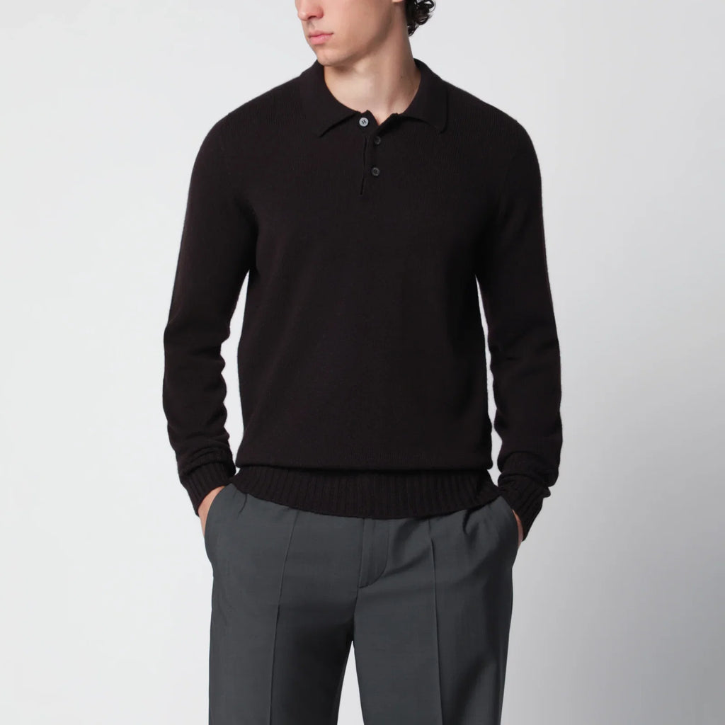 Drumohr Brown wool polo sweater