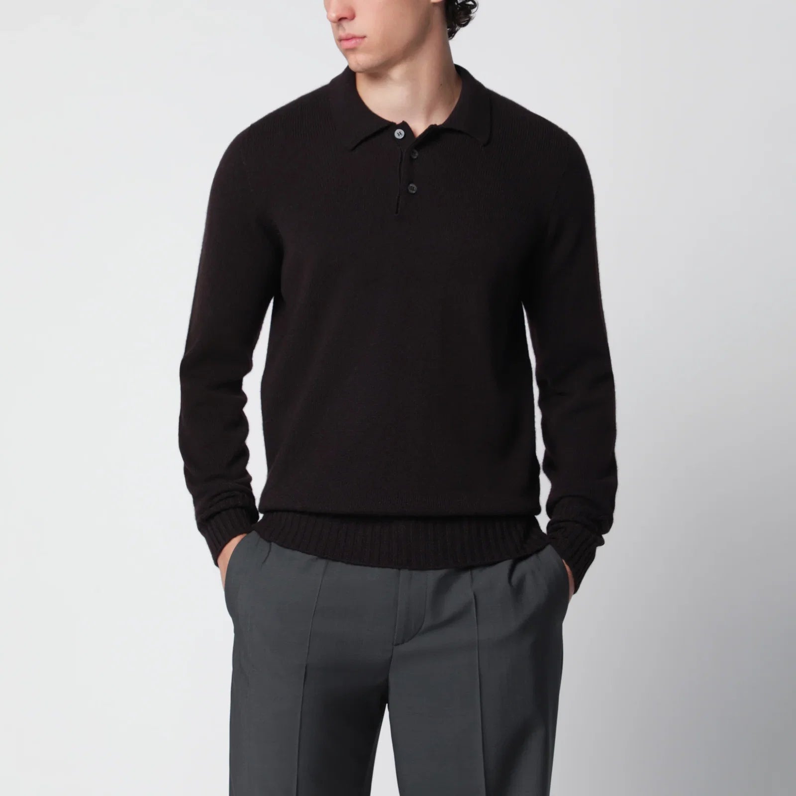 Drumohr Brown wool polo sweater