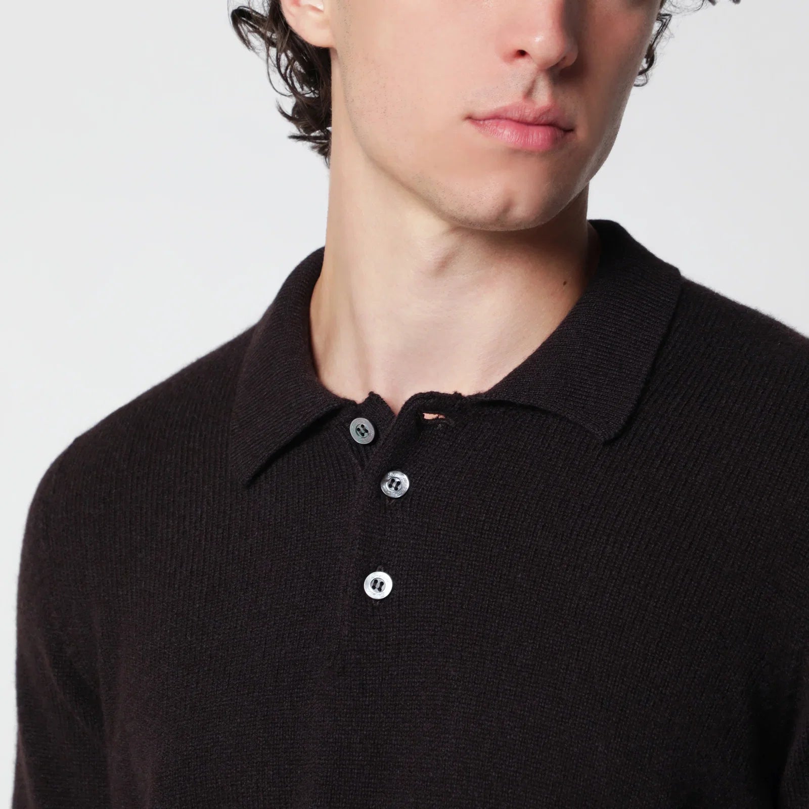 Drumohr Brown wool polo sweater