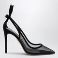 Aquazzura Black Bow Tie pumps in mesh and suede