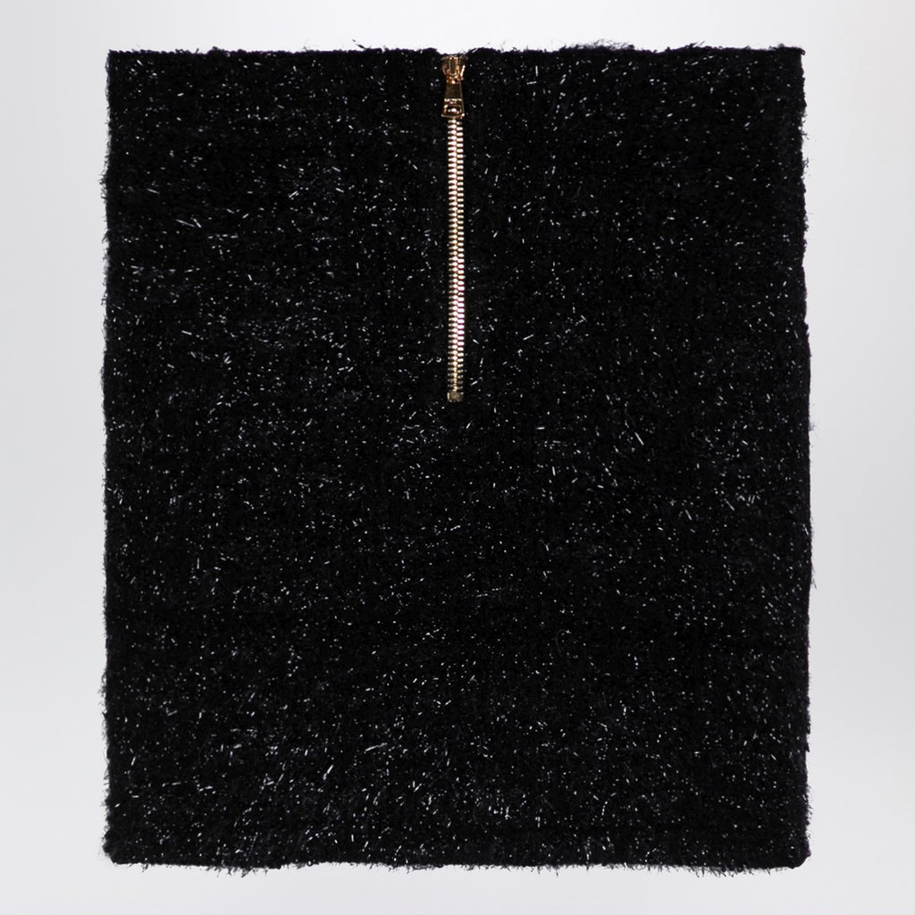 Balmain Black tweed miniskirt with buttons