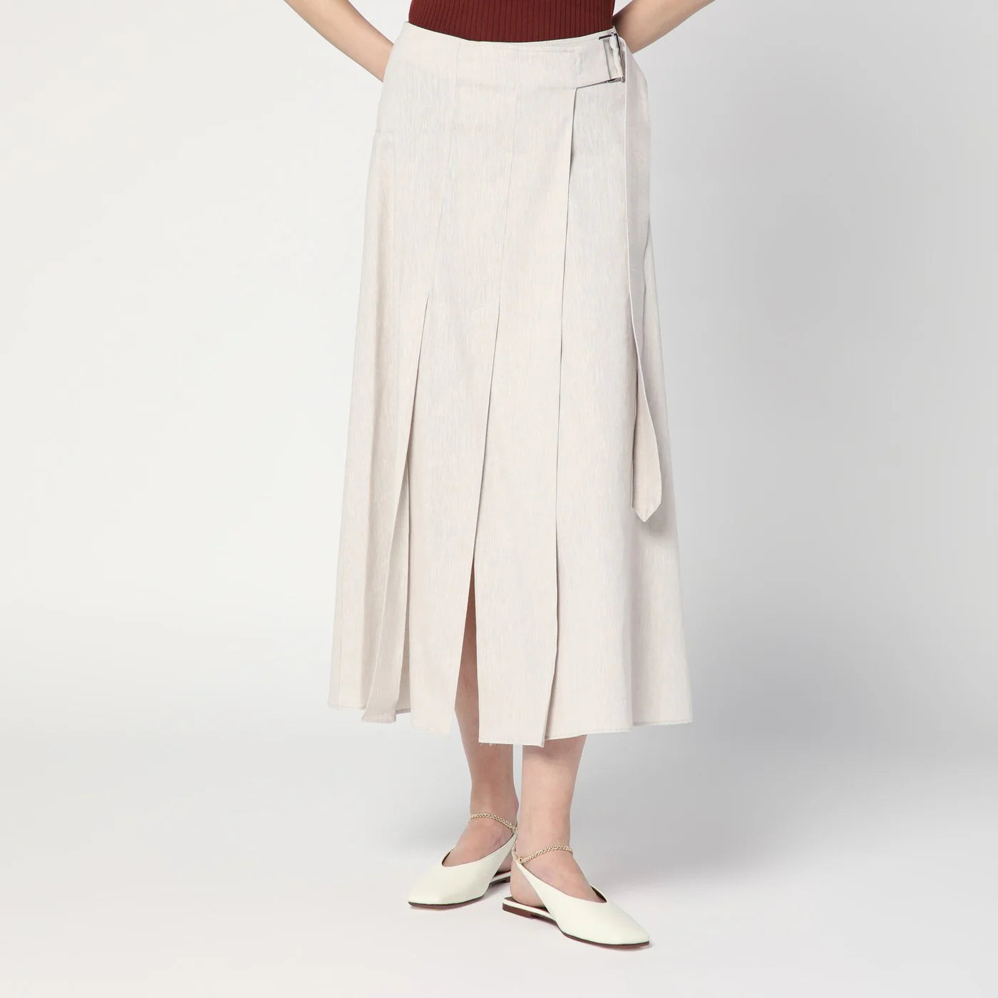 DEPARTMENT 5 Traxs grey mélange skirt in linen blend