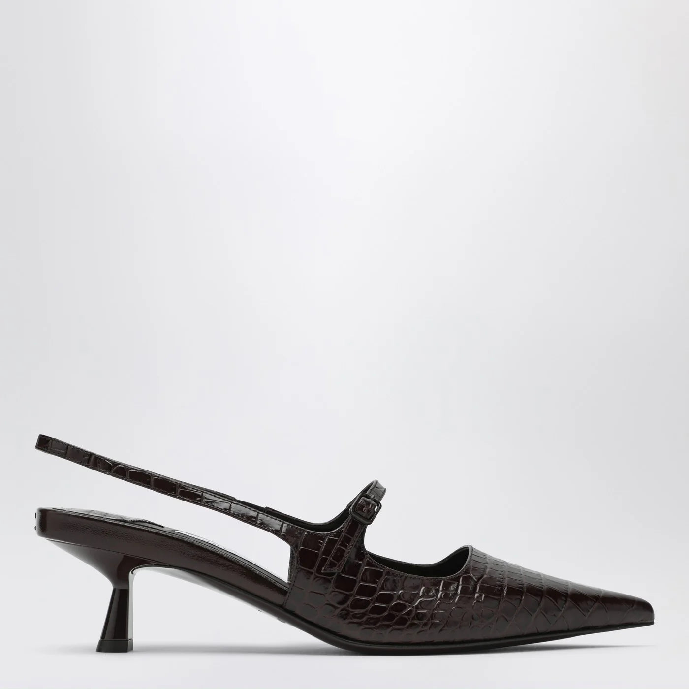 Jimmy Choo Didi 45 brown crocodile effect neckline
