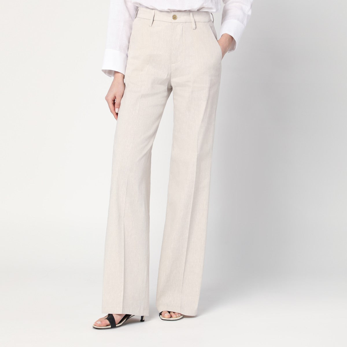 Department 5 Misa grey mélange trousers in linen blend