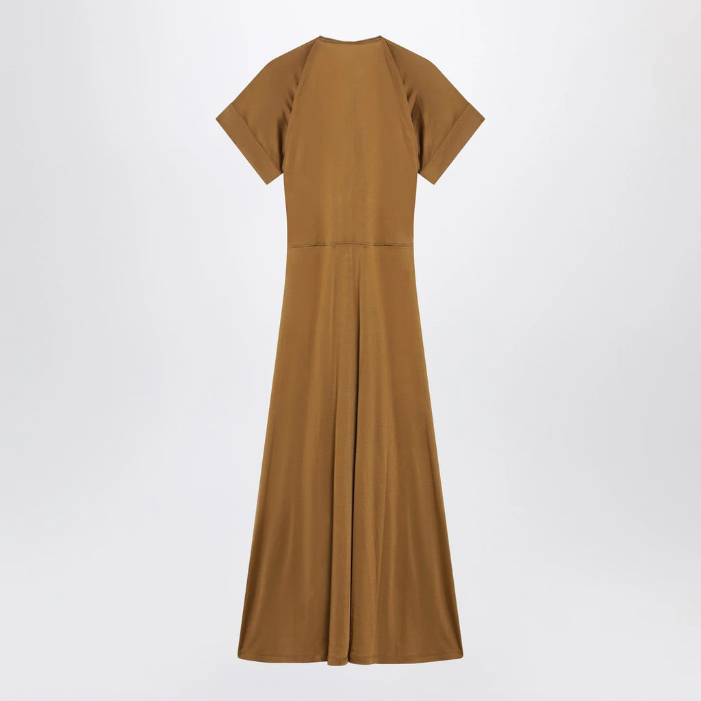 LEMAIRE Cinnamon-brown zip-up dress in cotton-viscose jersey