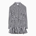 Patou Black/white striped cotton mini chemisier dress