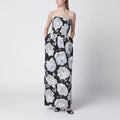 Patou Long bustier dress in mesh with floral print