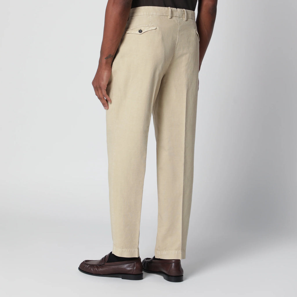 Santaniello Écru trousers in cotton and linen