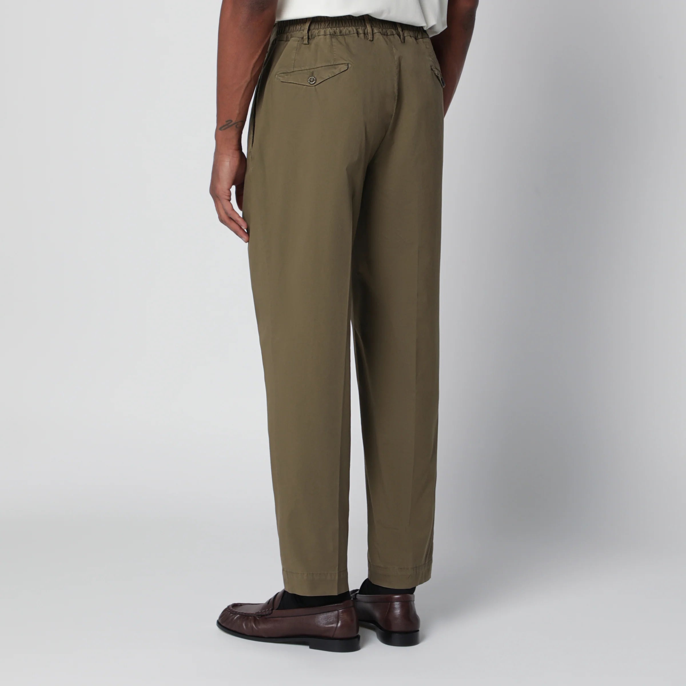 Santaniello Olive green trousers in cotton blend
